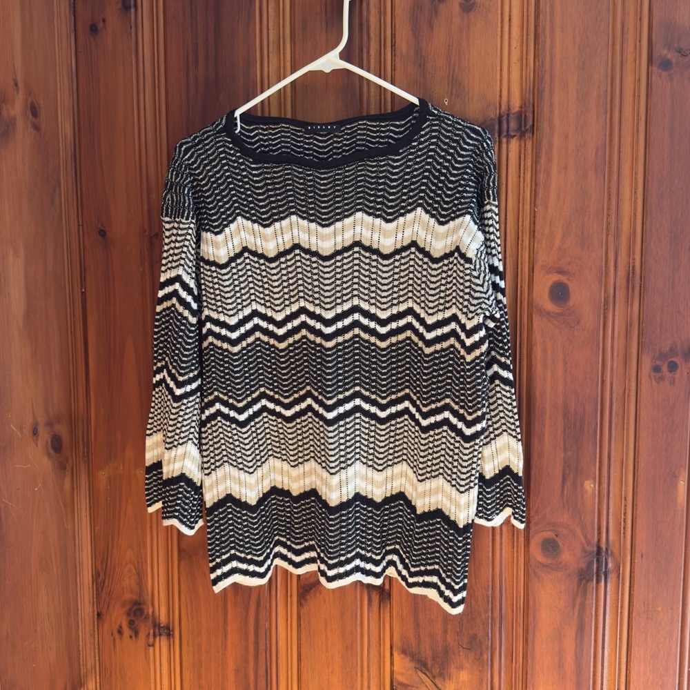 Sisley Chevron Pointelle Knit Sweater Made in Italy EUC